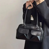 Vintage-Stroh Strandtasche mit veganem Leder