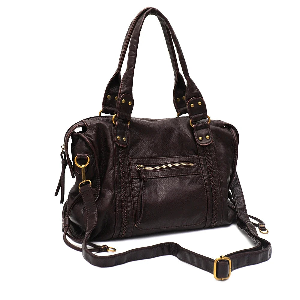 Vintage Vegan Schultertasche – Elegante Damen Crossbody Bag aus Eco-Leder