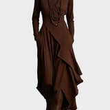 Teresa - Asymmetrisches Maxikleid aus Strick mit Rollkragen