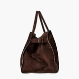 Große Damen Shopper Tasche – Strukturierte Schultertasche Wildleder/Leder
