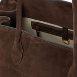 Große Damen Shopper Tasche – Strukturierte Schultertasche Wildleder/Leder