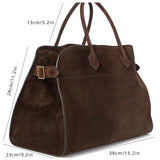 Große Damen Shopper Tasche – Strukturierte Schultertasche Wildleder/Leder