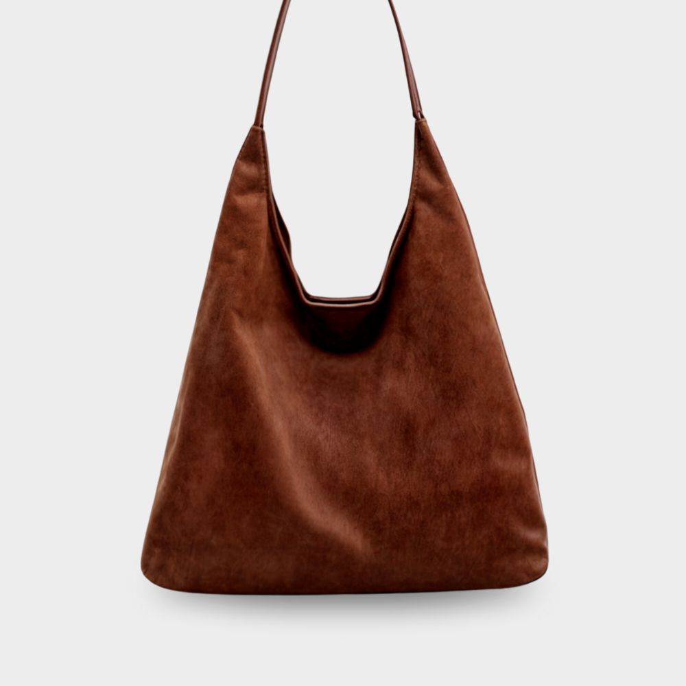 Wildleder Handtasche Damen – Umhängetasche mit Schnalle