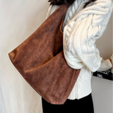 Wildleder Handtasche Damen – Umhängetasche mit Schnalle