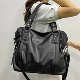 Leder Damen Schultertasche – Große Elegante Handtasche mit Reißverschluss