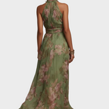 Cordula | Elegantes Maxi-Kleid mit Neckholder und Blumen