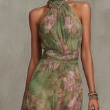 Cordula | Elegantes Maxi-Kleid mit Neckholder und Blumen