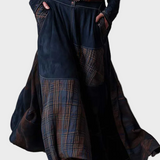 Helena - Maxikleid aus samtigem Material in Dunkelblau mit Gürtel