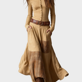 Helena - Maxikleid aus samtigem Material in Dunkelblau mit Gürtel