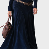 Iwona - Maxikleid aus Wildlederimitat mit Gürtel