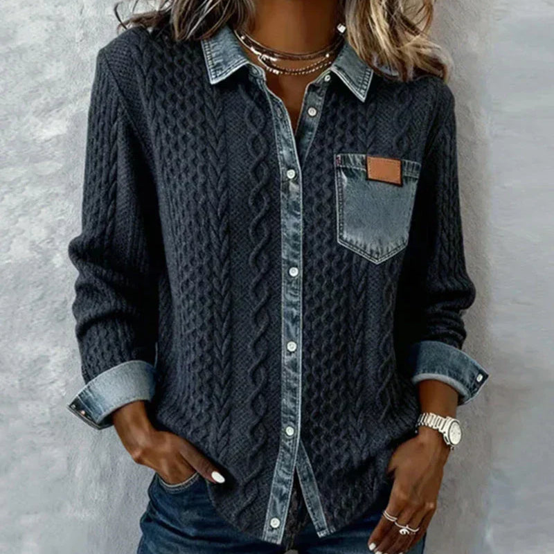 Fátima – Top mit Denim-Details