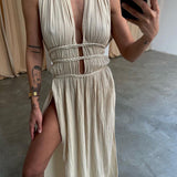 Bettina | Texturiertes Kleid mit Schlitz