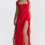 Verena | Kleid mit asymmetrischem Volant