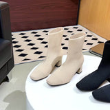Christiane | Strick-Stiefelette mit eckiger Zehenform