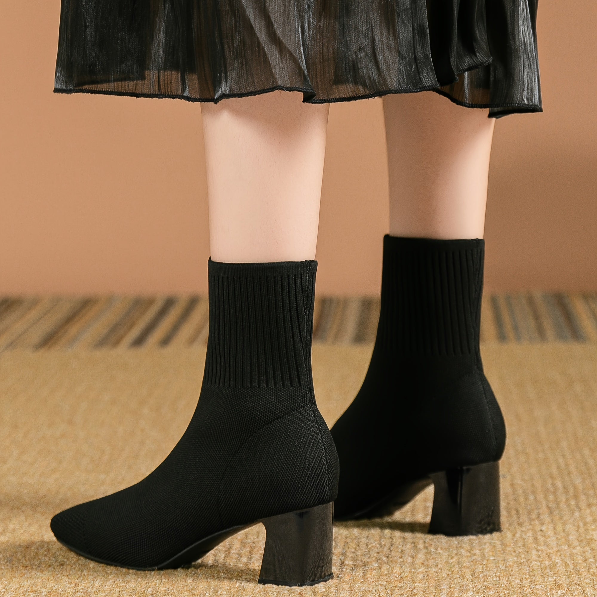 Christiane | Strick-Stiefelette mit eckiger Zehenform