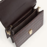 Mini Flap Crossbody - Brown Croc