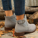 Bernhardine | Stiefelette mit Schnallenriemen und Blockabsatz