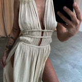 Bettina | Texturiertes Kleid mit Schlitz