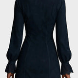 Franziska | Blaues Mini-Kleid aus Wildleder mit Spitze