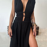 Bettina | Texturiertes Kleid mit Schlitz