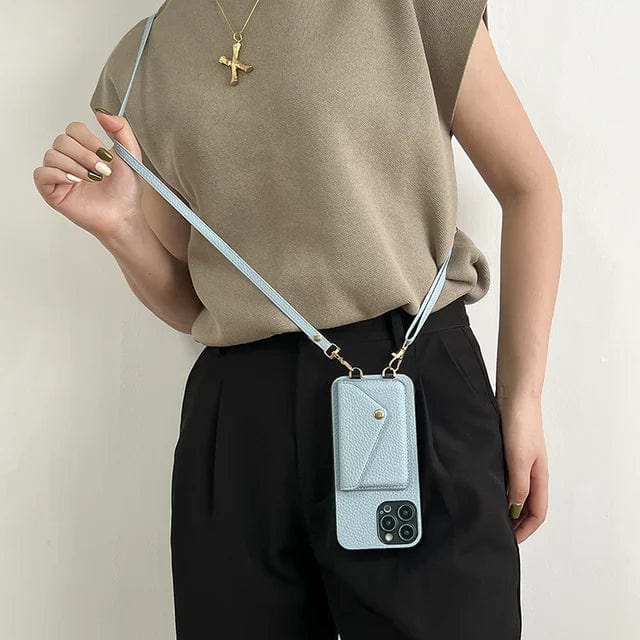 Handyhülle mit Kette Damen – Leder Crossbody Hülle mit Kartenfach Urban Chic