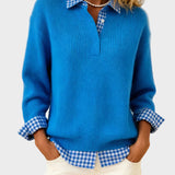 Viktoria - Bunter Pullover mit Patchwork-Karomuster