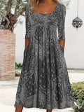 ELOWEN | MIDI-KLEID MIT LANGEN ÄRMELN CASUAL