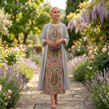 Helene | Langes Blumenkleid mit passender Weste