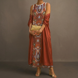 Helene | Langes Blumenkleid mit passender Weste