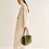 Damen Shopper Wildleder Tasche  – Grün & Geräumig