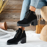 Clara | Schnür-Stiefelette mit goldener Herzschnalle