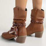 Rosemarie | Stiefel in Raffoptik im Westernstil