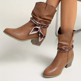 Rosemarie | Stiefel in Raffoptik im Westernstil