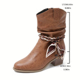 Rosemarie | Stiefel in Raffoptik im Westernstil