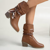 Rosemarie | Stiefel in Raffoptik im Westernstil