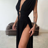 Bettina | Texturiertes Kleid mit Schlitz