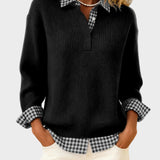 Viktoria - Bunter Pullover mit Patchwork-Karomuster