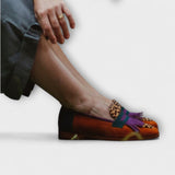 Simone | Brauner Mokassin mit Leopardenmuster