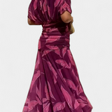 Nina | Langes Blumenkleid mit V-Ausschnitt