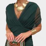 Nina | Langes Blumenkleid mit V-Ausschnitt