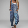 Latzhose im Boho-Patchwork Blau