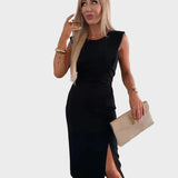 Inge | Figurbetontes Midi-Kleid mit Schlitz