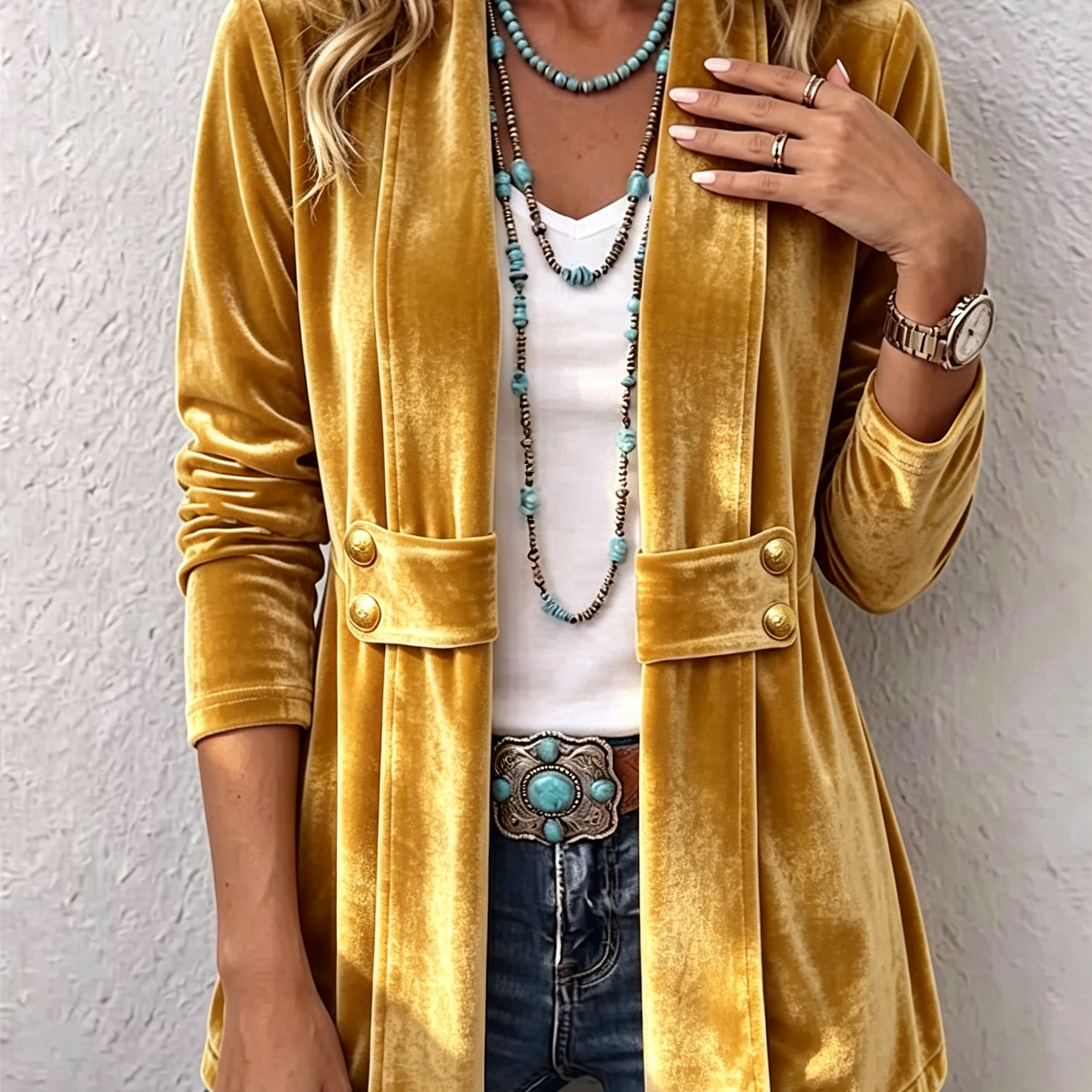 Katrin™ | Offener Blazer mit Schimmer