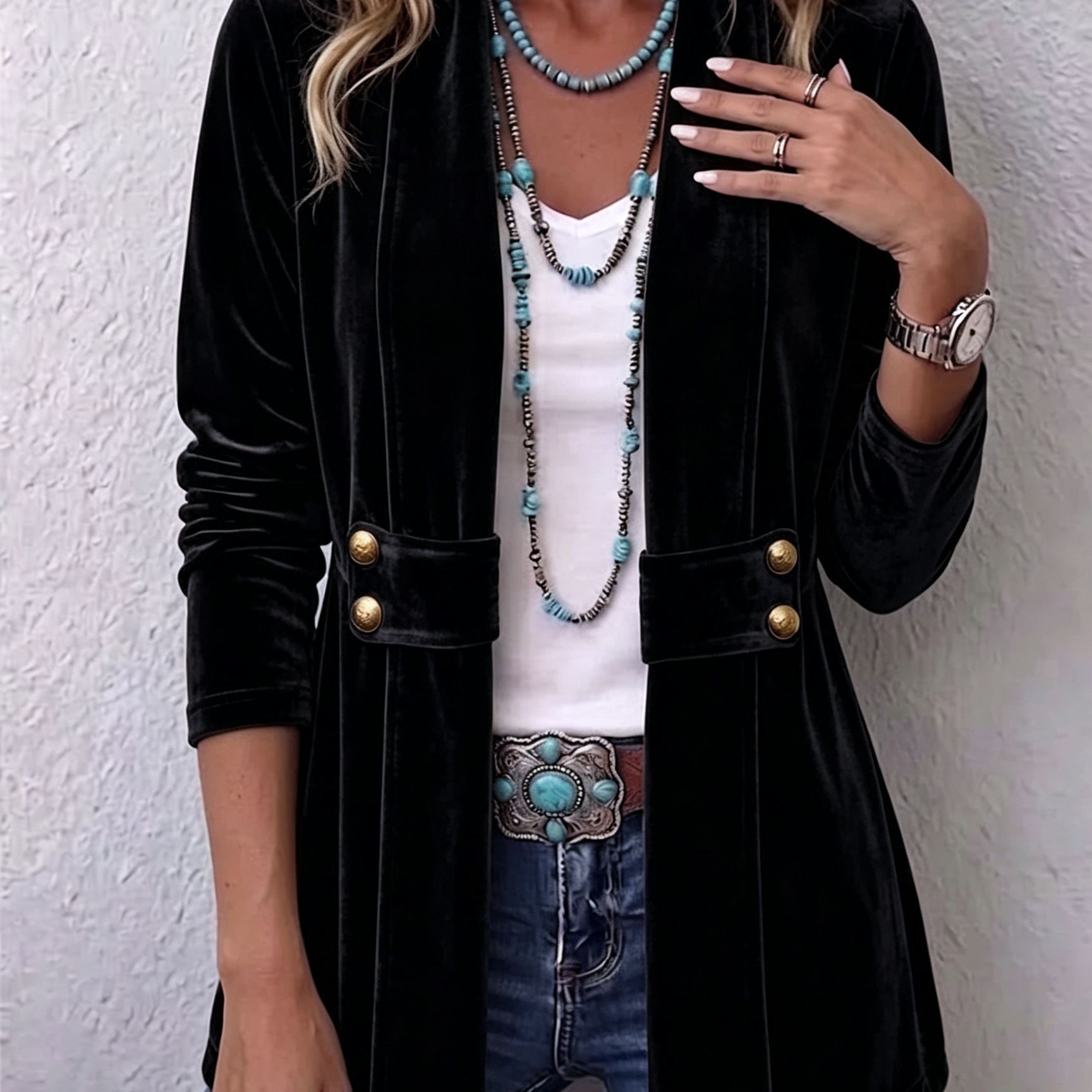 Katrin™ | Offener Blazer mit Schimmer