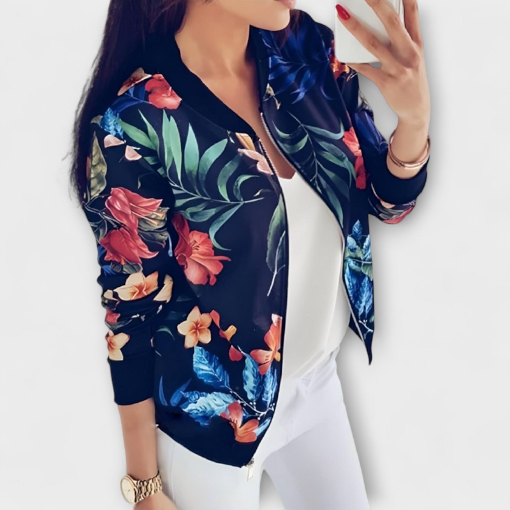 Andreia - Elegante Bomberjacke mit floralen Mustern