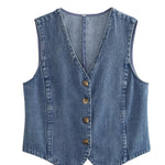 Rebekka – klassische Jeansweste in Blau – Elara München