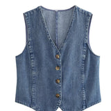 Rebekka – klassische Jeansweste in Blau – Elara München