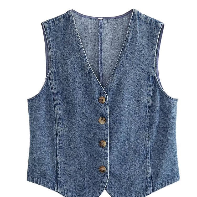 Rebekka – klassische Jeansweste in Blau – Elara München